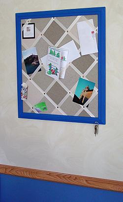 the bulletin board can be made to match your room's decor
