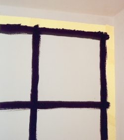 to save paint, you can paint the wall only where it will show through between the sheets, but you must ensure that your paper is opaque enough