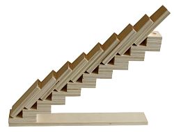 if you use the dimensions that we provide, the 'dominoes' remain on their steps even after falling