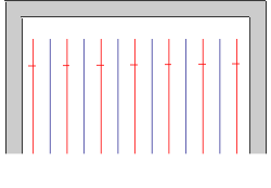 with the vertical lines made, mark the first horizontal line with hashes.  make sure there is enough room for the puck between the top row of pegs and the frame.